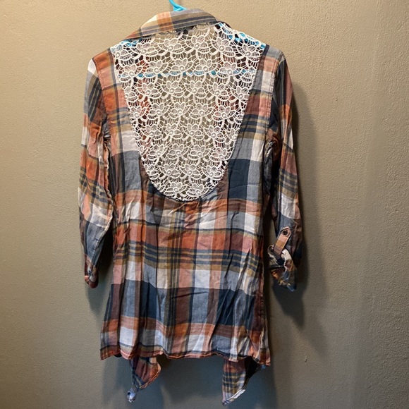 NWOT Flannel Lace Cardigan - Picture 6 of 9